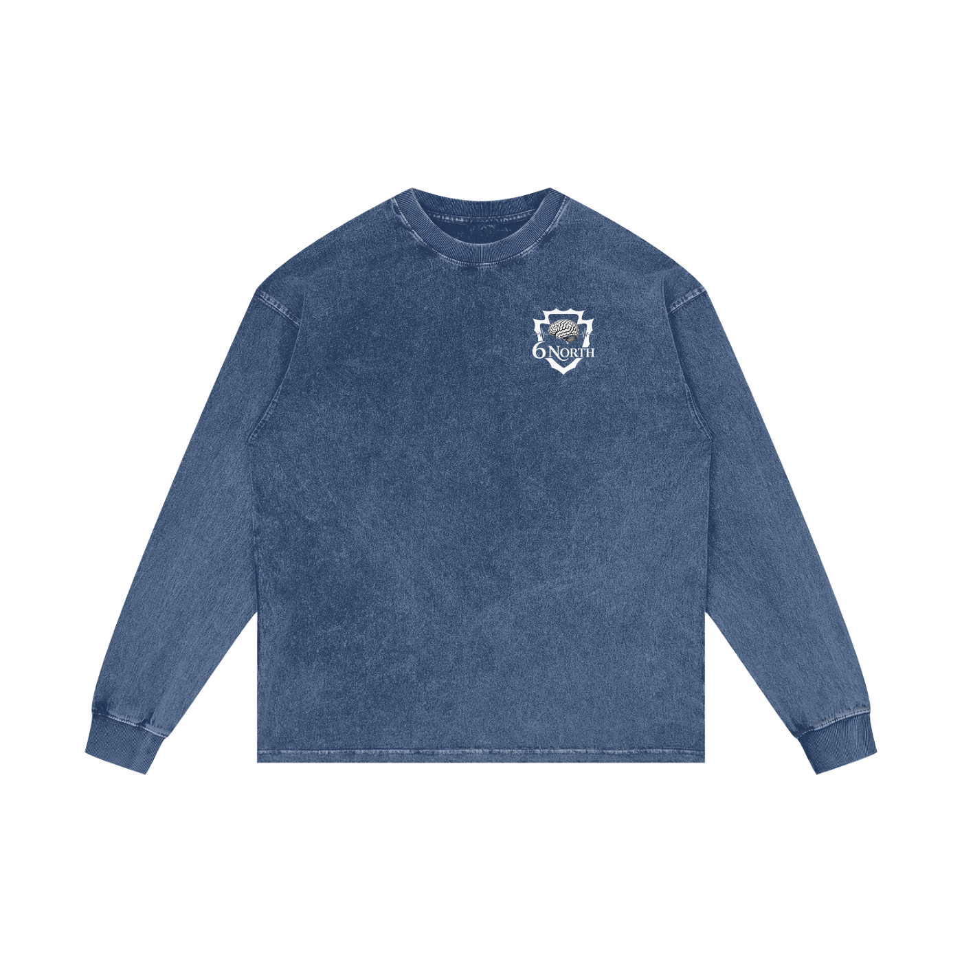 6 North White Lettering - Acid Wash Oversize Long Sleeve T-Shirt