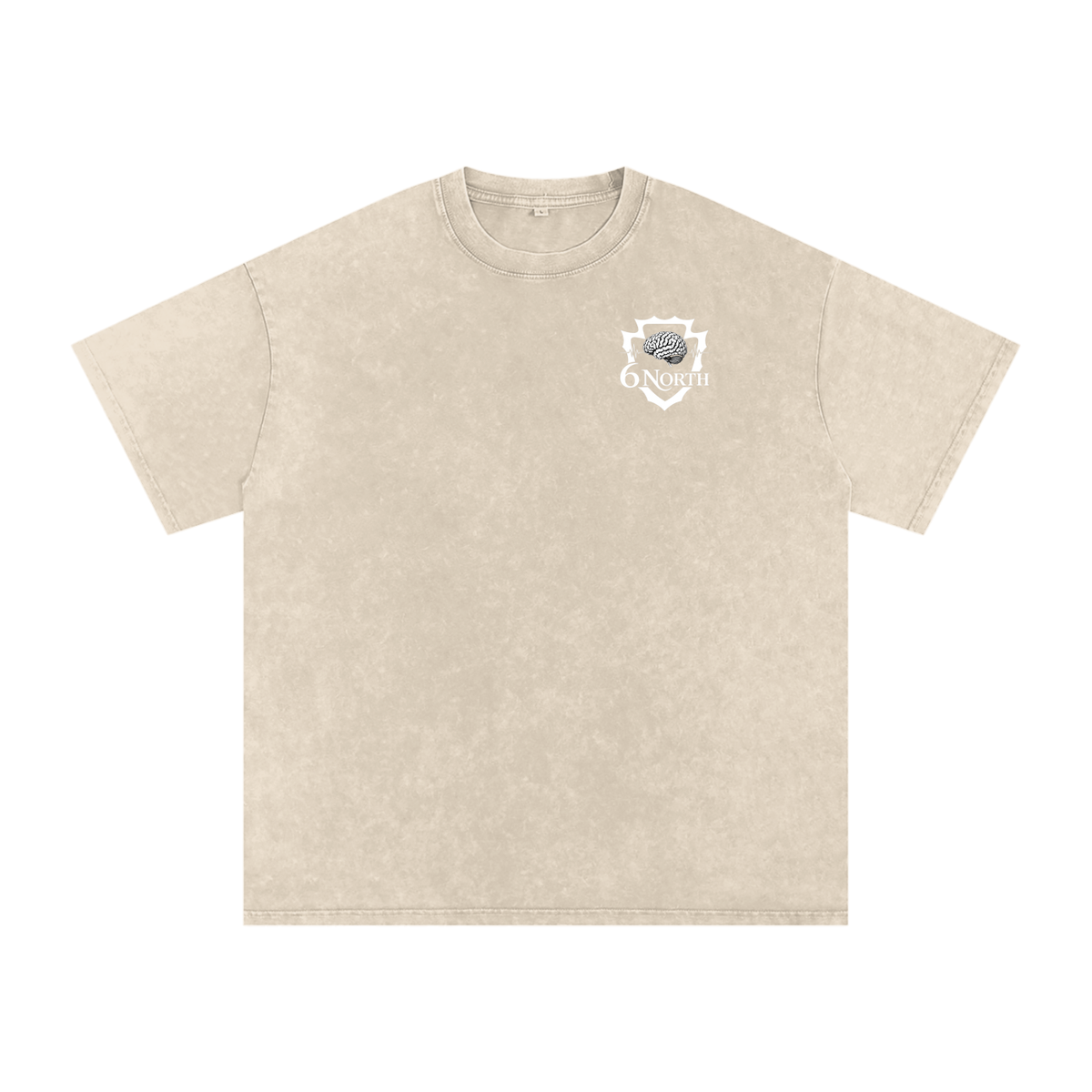 6 North white Lettering - adult unisex Snow Washed Oversized Cotton T-Shirt