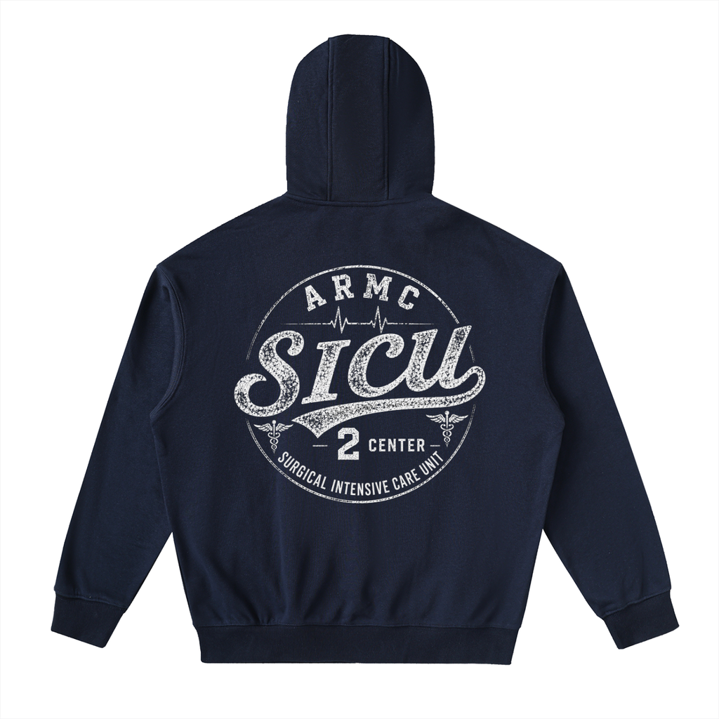 2 Center SICU- adult unisex Drop-Shoulder Zip Up Hoodie