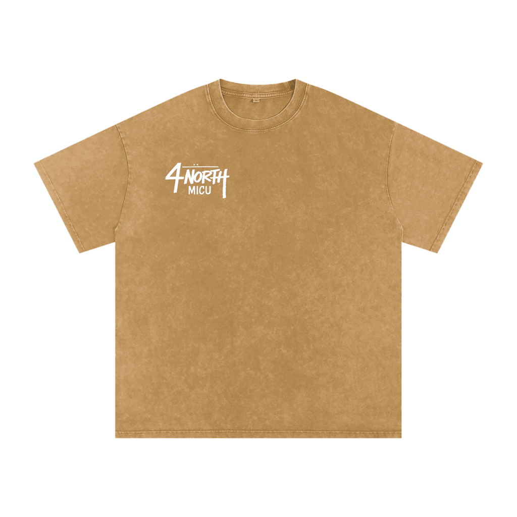 4 North white lettering- adult unisex Snow Washed Oversized Cotton T-Shirt