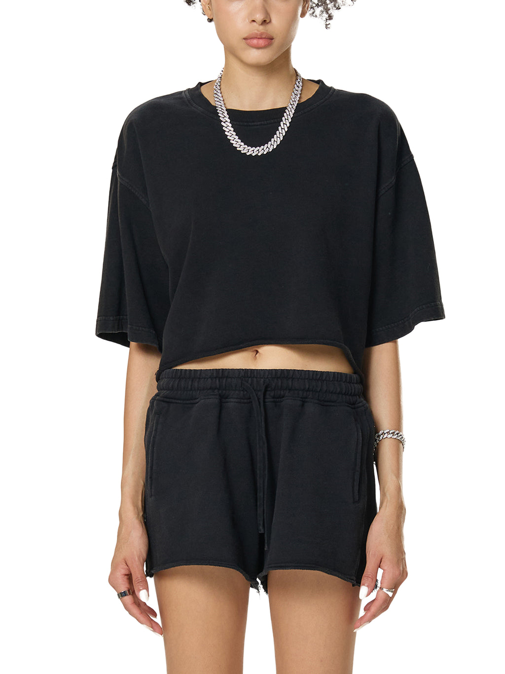 OC Varsity Chopper- adult women Snow Washed Raw Edge Crop Top