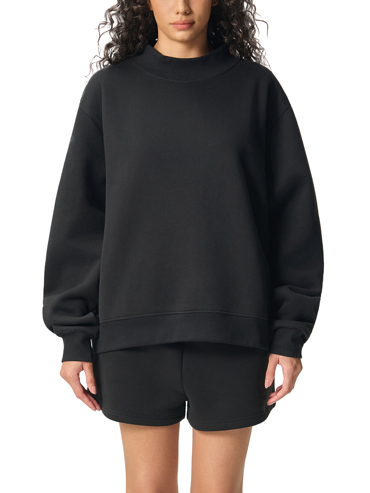 4 North- women’s Essential Fleece Mock-Neck Crew Sweatshirt