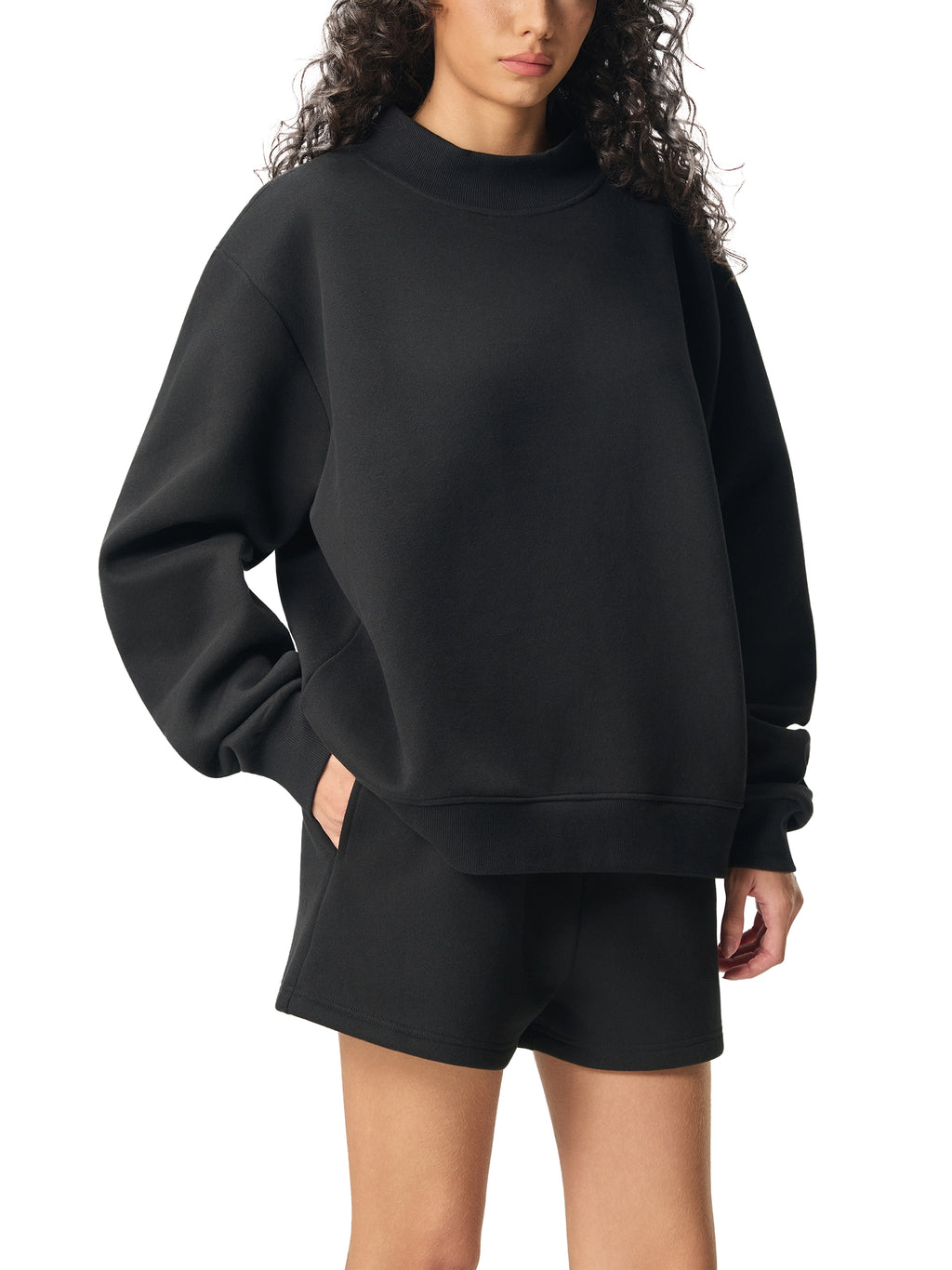 4 North- women’s Essential Fleece Mock-Neck Crew Sweatshirt