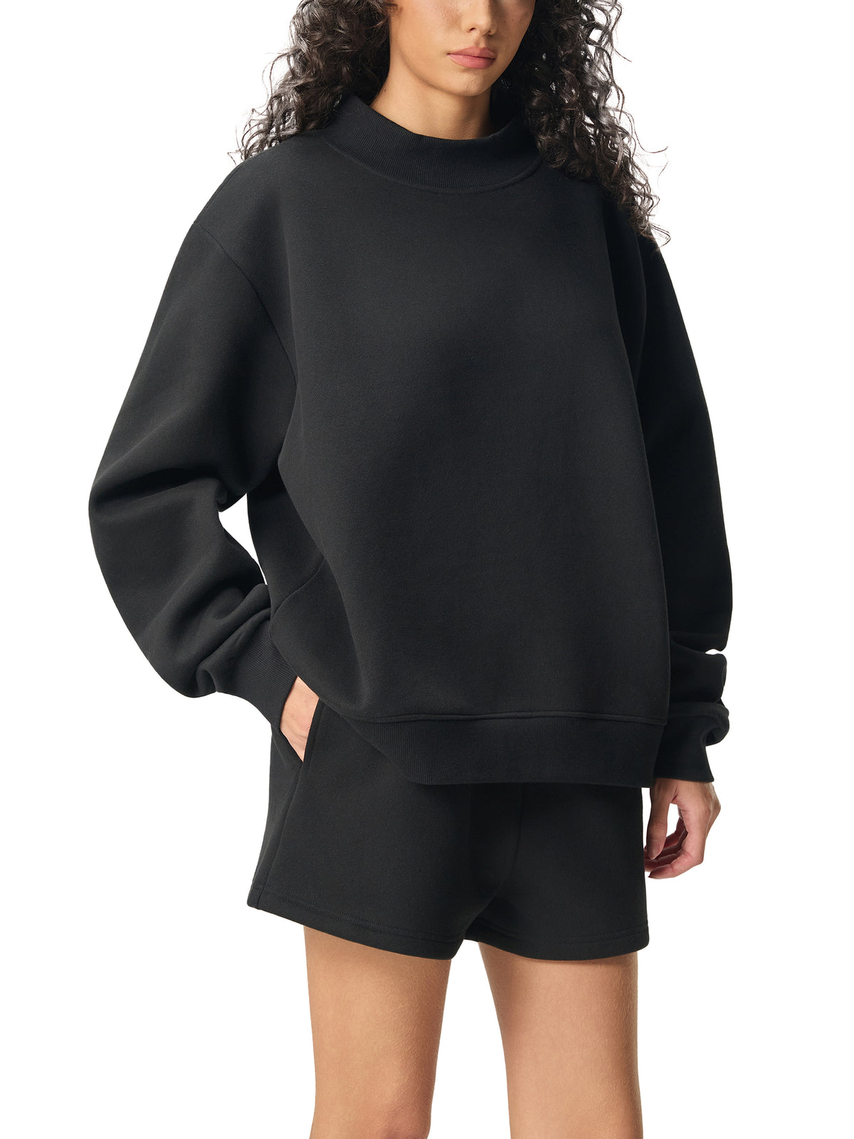 4 North- women’s Essential Fleece Mock-Neck Crew Sweatshirt