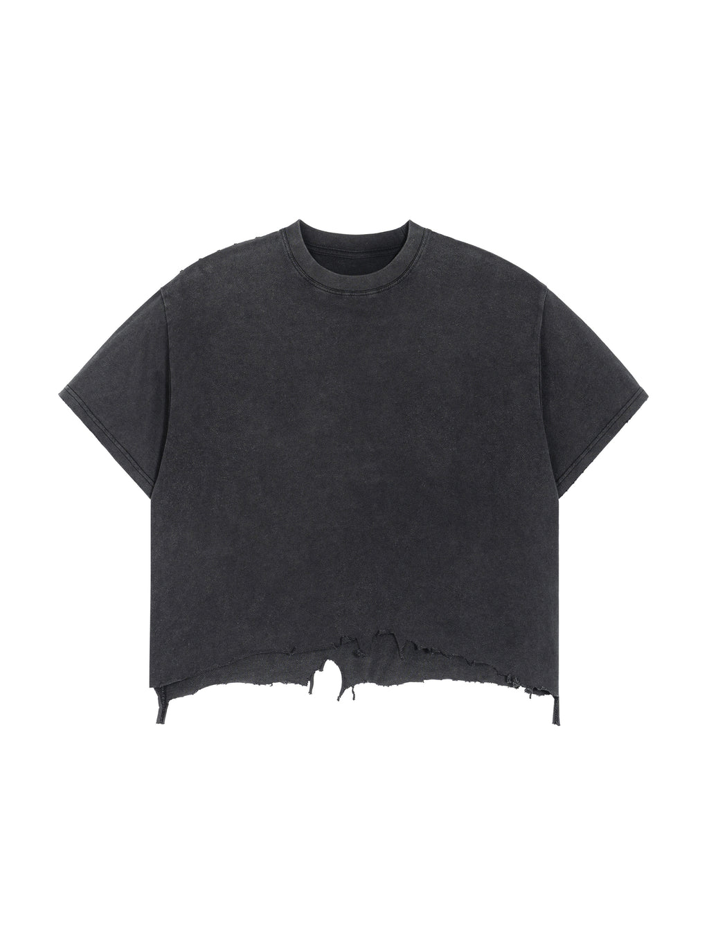 Jax- adult unisex Vintage Wash Boxy Distressed Hem T-Shirt