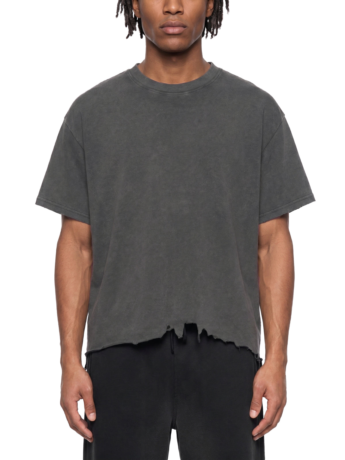 Jax- adult unisex Vintage Wash Boxy Distressed Hem T-Shirt
