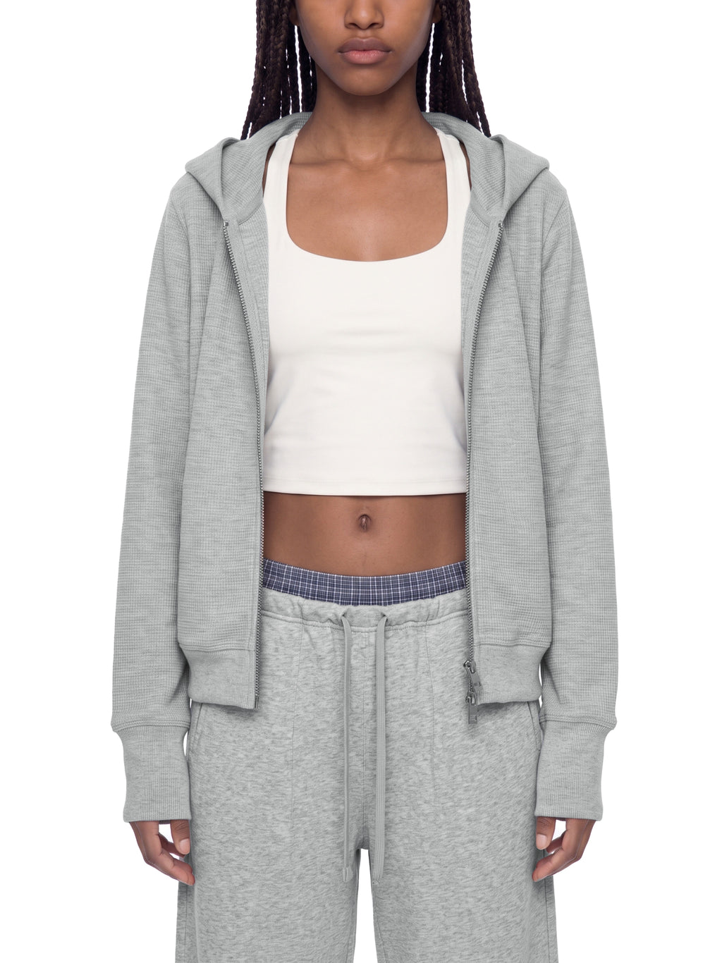 2 center- Women's Waffle Full Zip Hoodie