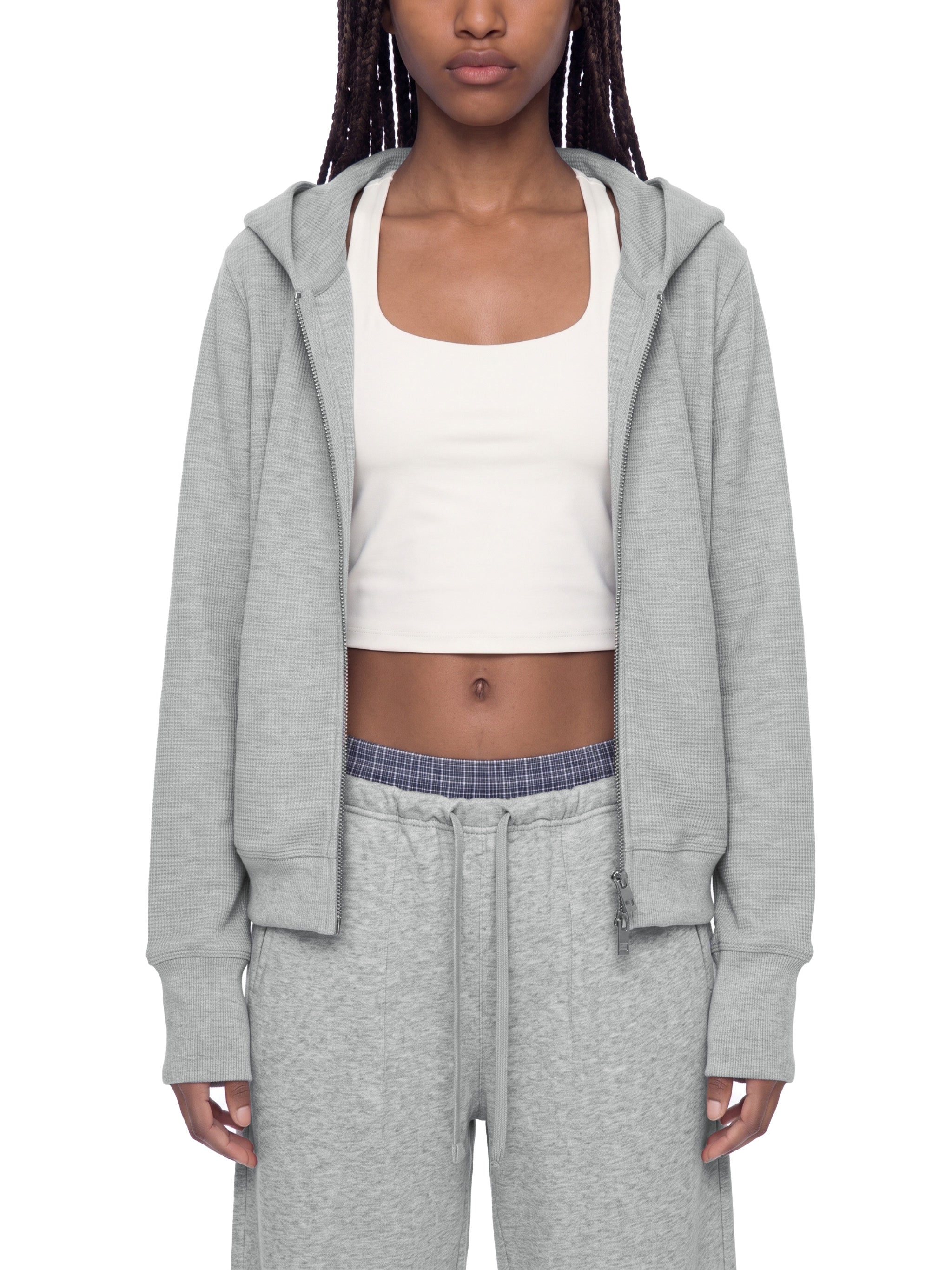 2 center- Women's Waffle Full Zip Hoodie