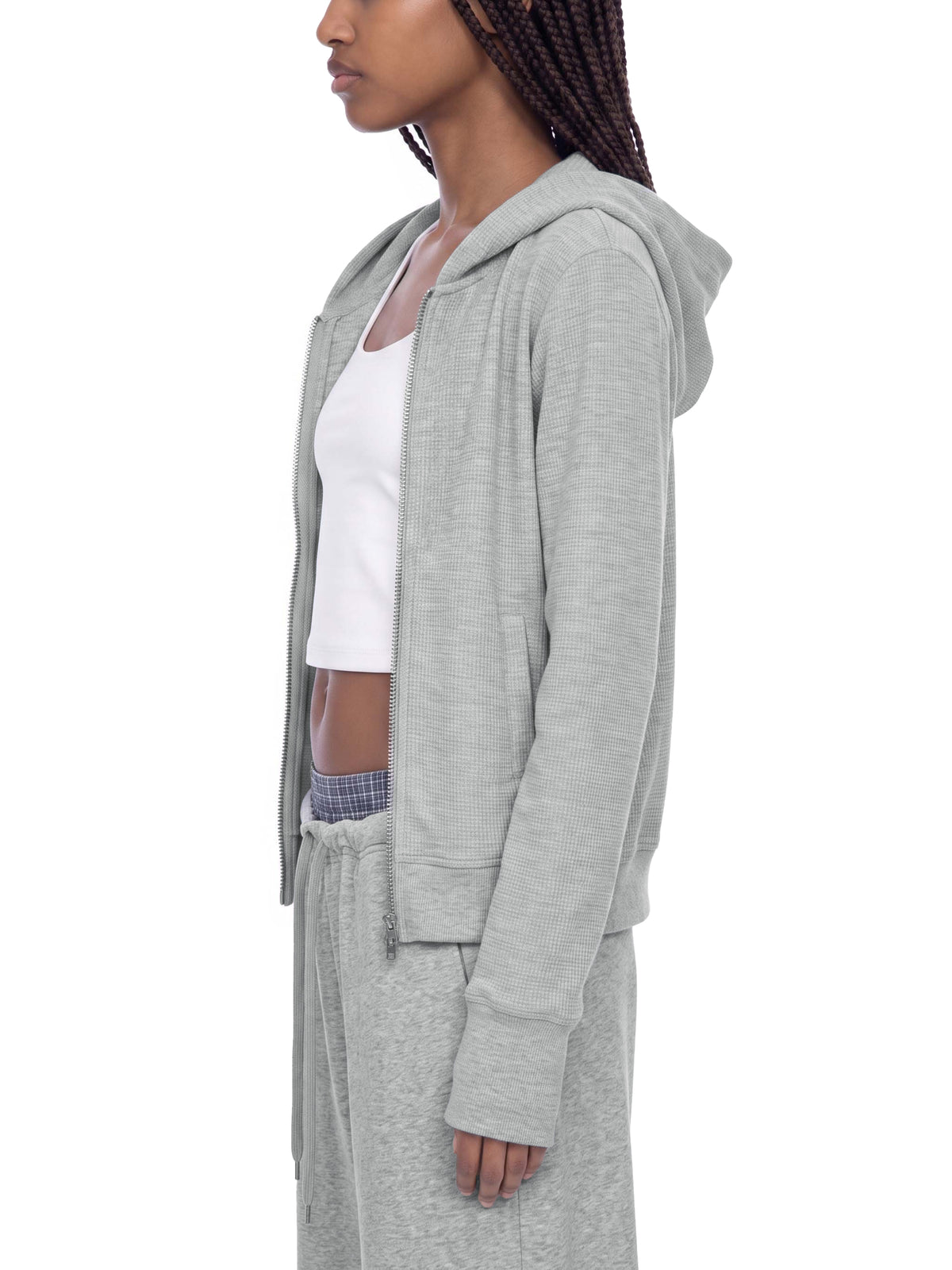 2 center- Women's Waffle Full Zip Hoodie