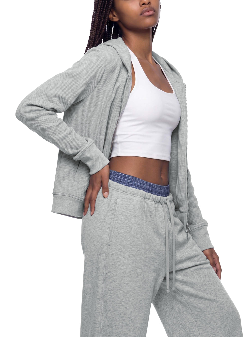 2 center- Women's Waffle Full Zip Hoodie