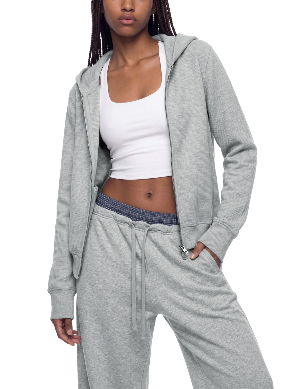 2 center- Women's Waffle Full Zip Hoodie