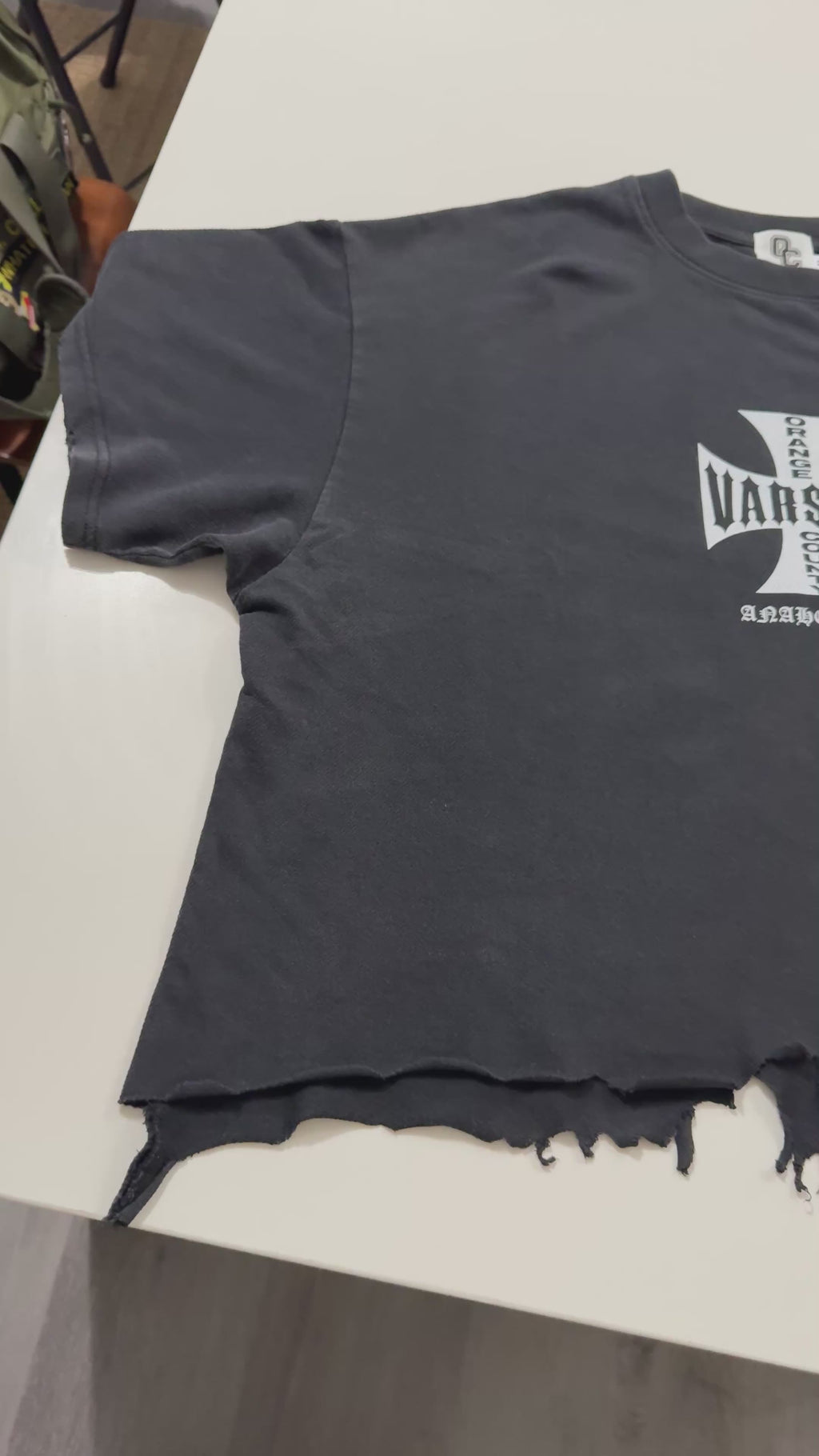 CHOPPERS OC VARSITY- adult unisex Vintage Wash Boxy Distressed Hem T-Shirt